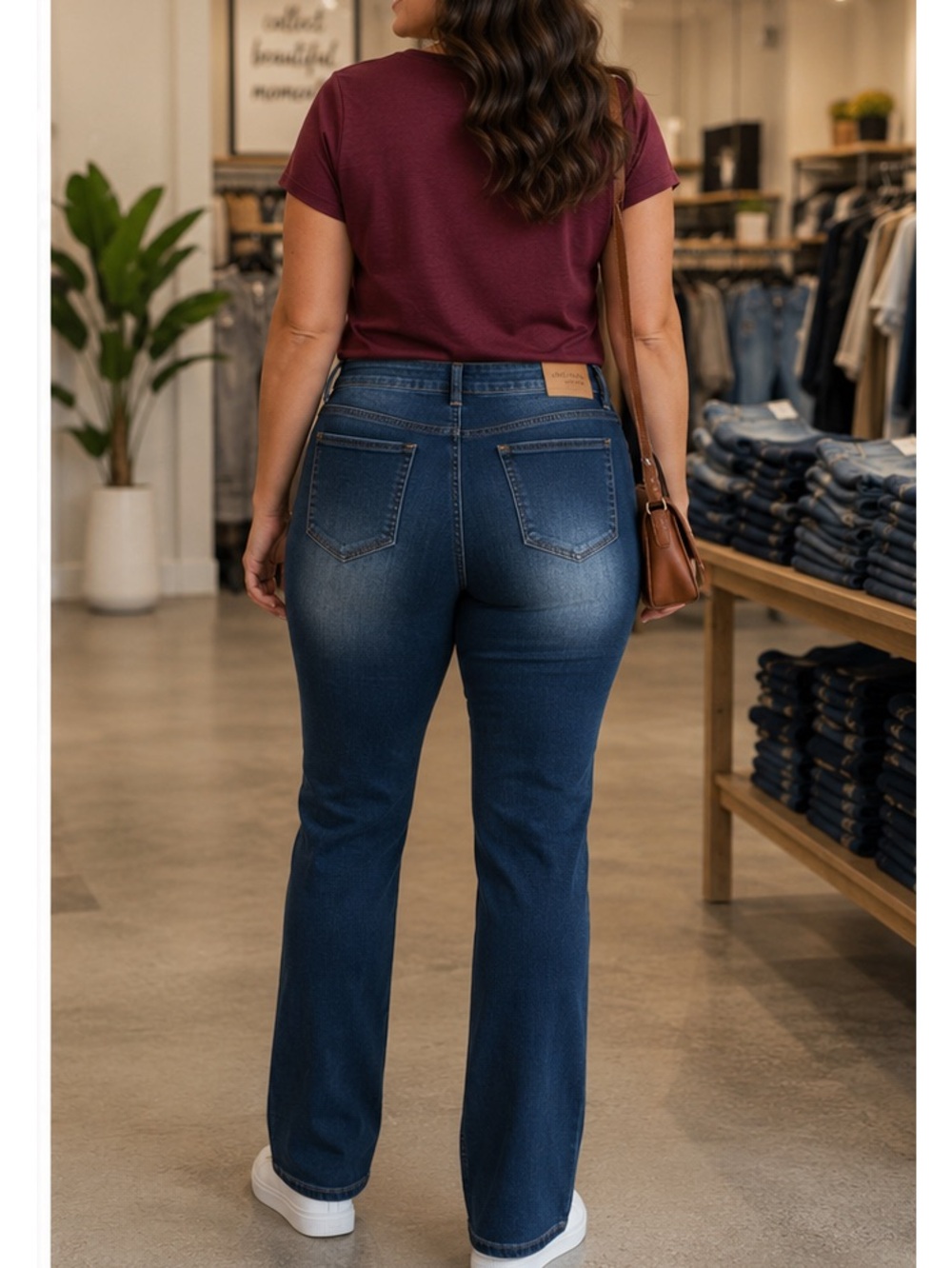 High-Rise Bootcut Women’s Jeans in Dark Blue, Size Large/12 - Picture 3 of 10